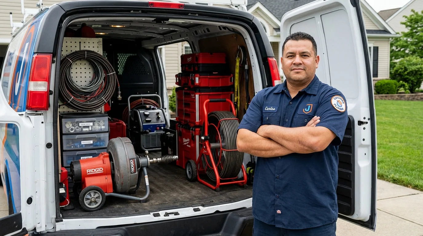 Professional drain cleaning equipment and Johns Plumbing LLC plumber in Saint Henry