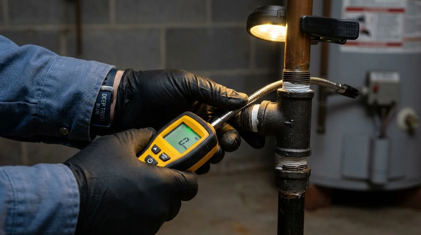 Gas leak detection with electronic sniffer by Johns Plumbing LLC in Saint Henry