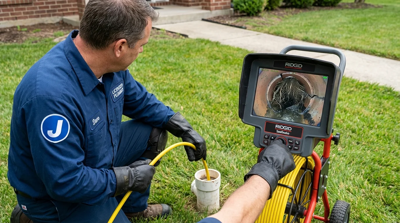 Sewer camera inspection being performed by Johns Plumbing LLC in Saint Henry
